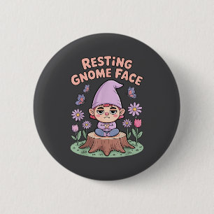 Resting Gnome Face Cute Funny Christmas Kawaii Car 2 Inch Round Button