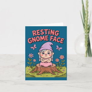 Resting Gnome Face Cute Funny Christmas Kawaii Car Card