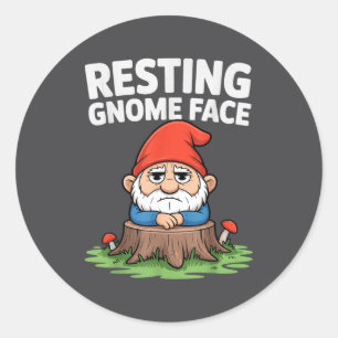 Resting Gnome Face Cute Funny Christmas Kawaii Car Classic Round Sticker