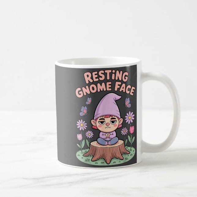 Resting Gnome Face Cute Funny Christmas Kawaii Car Coffee Mug (Right)