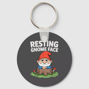Resting Gnome Face Cute Funny Christmas Kawaii Car Keychain