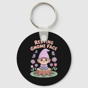 Resting Gnome Face Cute Funny Christmas Kawaii Car Keychain