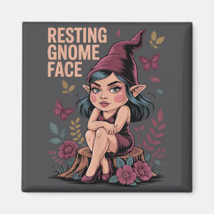 Resting Gnome Face Cute Funny Christmas Kawaii Car Magnet