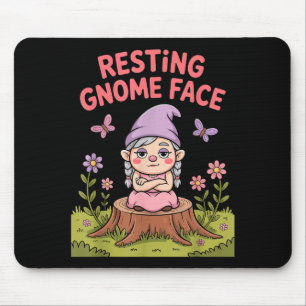 Resting Gnome Face Cute Funny Christmas Kawaii Car Mouse Pad