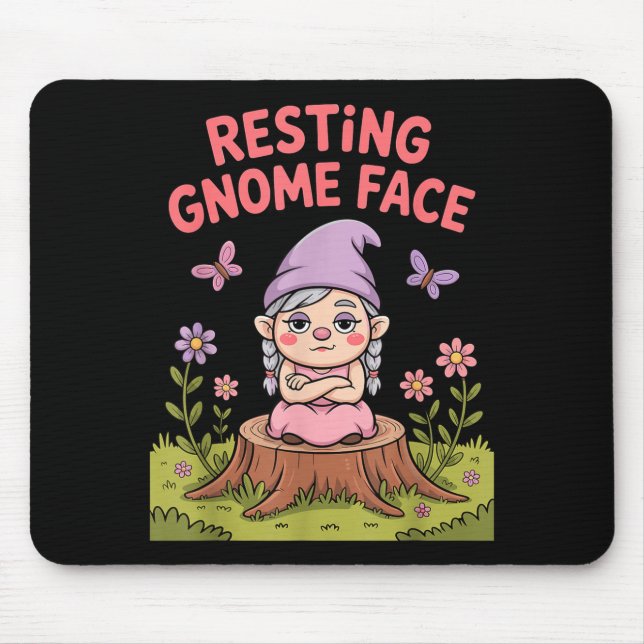 Resting Gnome Face Cute Funny Christmas Kawaii Car Mouse Pad (Front)