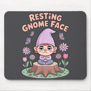 Resting Gnome Face Cute Funny Christmas Kawaii Car Mouse Pad