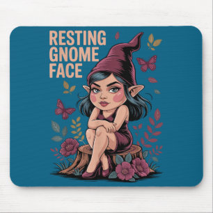 Resting Gnome Face Cute Funny Christmas Kawaii Car Mouse Pad