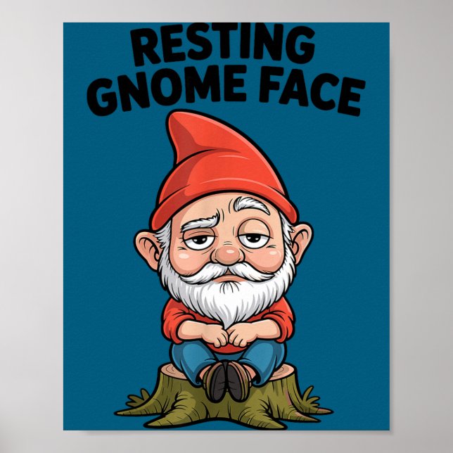Resting Gnome Face Cute Funny Christmas Kawaii Car Poster (Front)