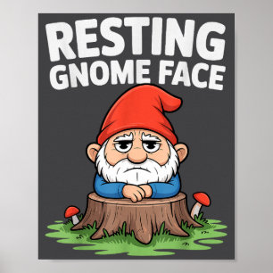 Resting Gnome Face Cute Funny Christmas Kawaii Car Poster