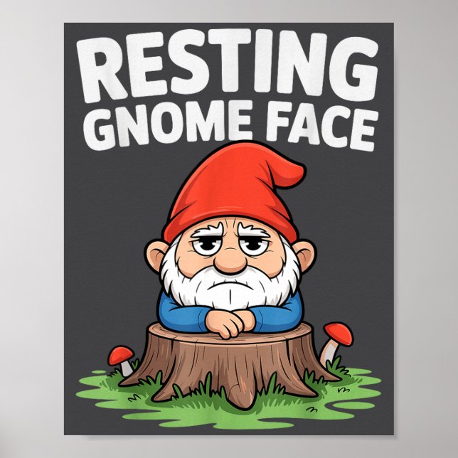 Resting Gnome Face Cute Funny Christmas Kawaii Car Poster (Front)