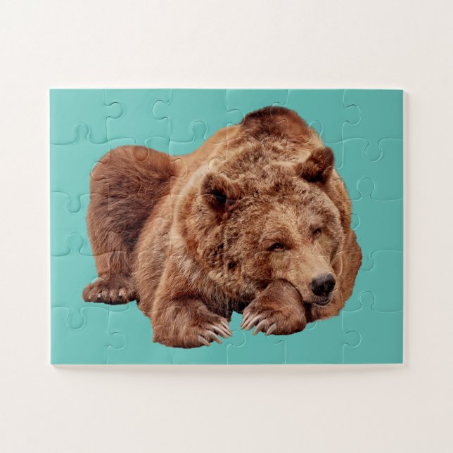 RESTING GRIZZLY BEAR SLEEPING JIGSAW PUZZLE (Horizontal)