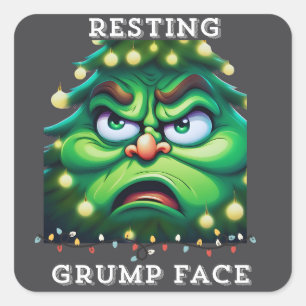 Resting Grump Face Square Sticker