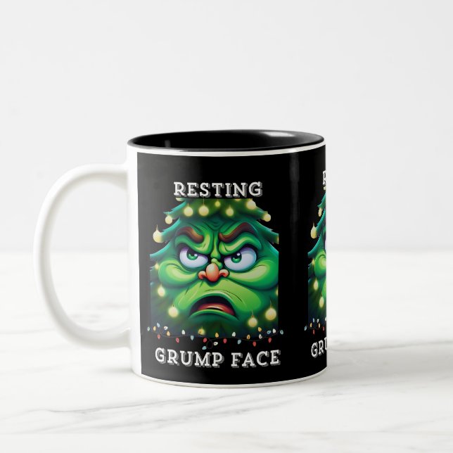 Resting Grump Face Two-Tone Coffee Mug (Left)