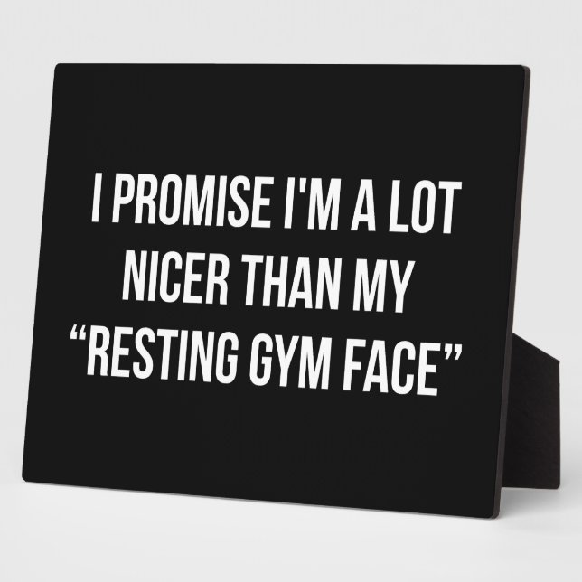 Resting Gym Face - Women's Funny Novelty Workout Plaque (Side)