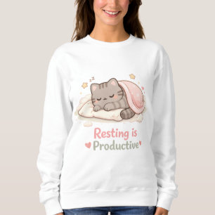 Resting is Productive Cute Kitty Cat Hygge Warm Sweatshirt