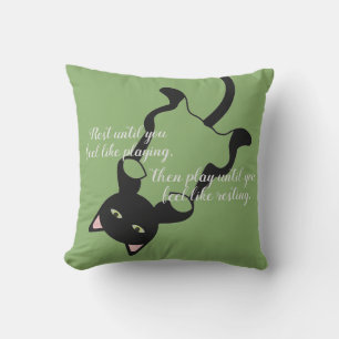 Resting Kitten with Quote Outdoor Pillow