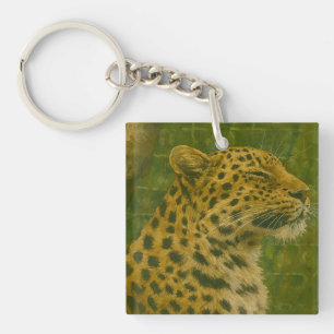 Resting Leopard in Sanctuary Setting Keychain