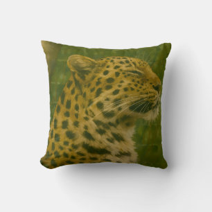 Resting Leopard in Sanctuary Setting Throw Pillow