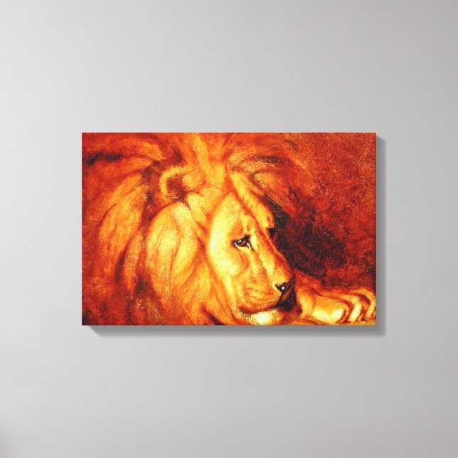 Resting Lion (by Abbott Handerson Thayer) Canvas Print (Front)