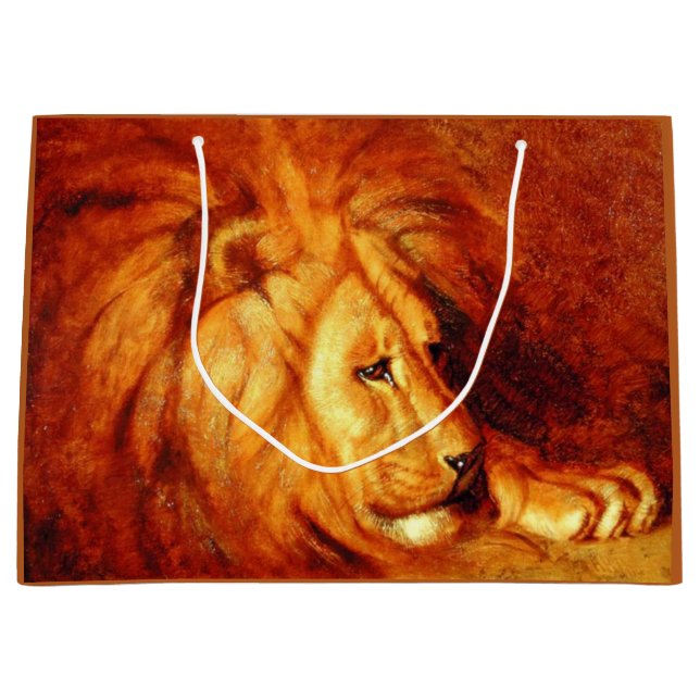 Resting Lion (by Abbott Handerson Thayer) Large Gift Bag (Front)