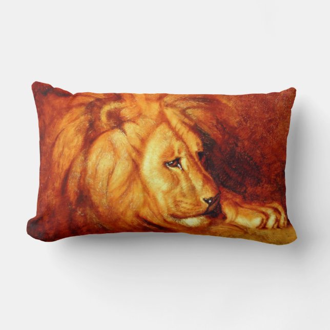 Resting Lion (by Abbott Handerson Thayer) Lumbar Pillow (Front)