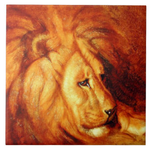 Resting Lion (by Abbott Handerson Thayer) Tile