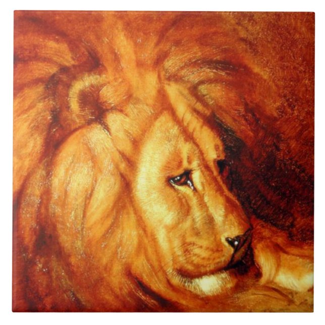 Resting Lion (by Abbott Handerson Thayer) Tile (Front)