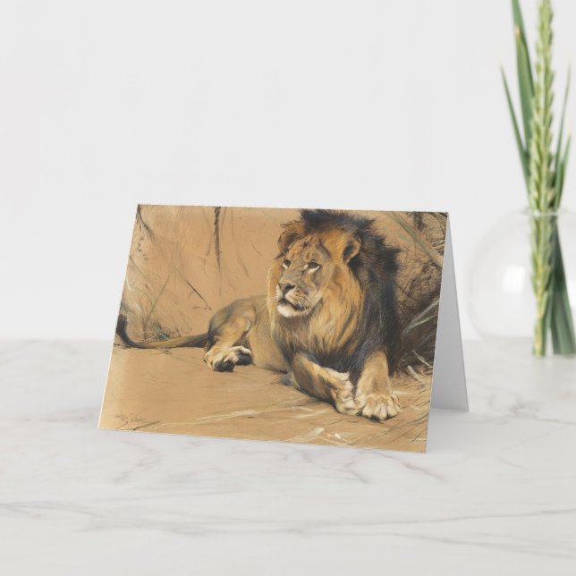 Resting Lion | Wilhelm Kuhnert Card (Front)