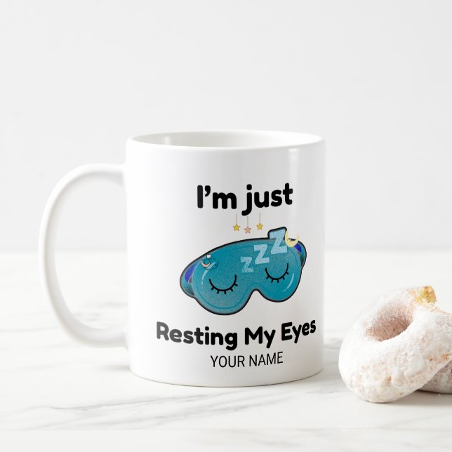 Resting My Eyes Custom Name Joke Personalized Mug (With Donut)
