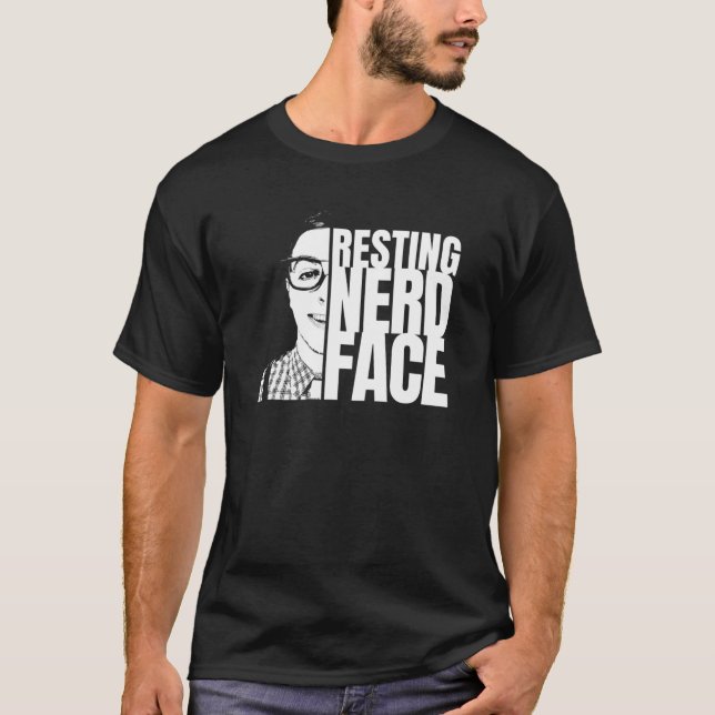 Resting Nerd Face Funny T-Shirt (Front)