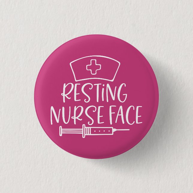 Resting Nurse Face 1 Inch Round Button (Front)