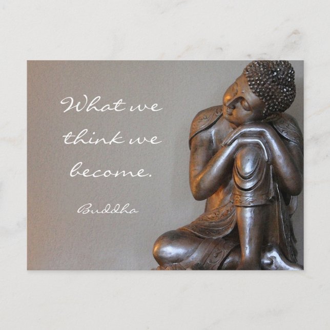 Resting peaceful silver Buddha words of wisdom Postcard (Front)