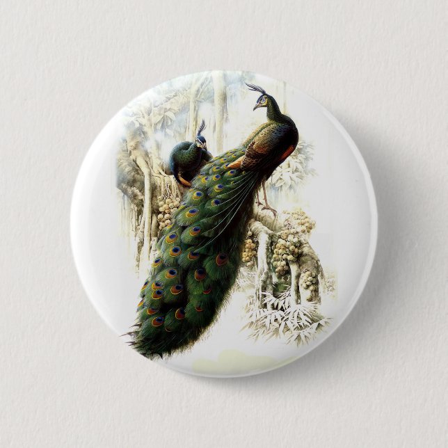 Resting Peacocks 2 Inch Round Button (Front)