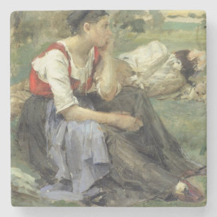 Resting Peasants, 1877 Stone Coaster
