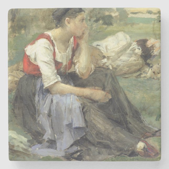 Resting Peasants, 1877 Stone Coaster (Front)