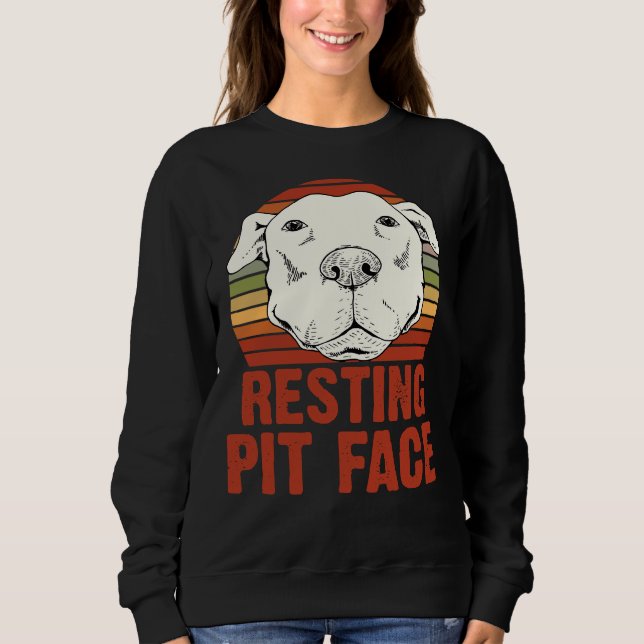 Resting Pit Face American Pitbull Pet Dog Lover Sweatshirt (Front)
