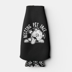 Resting Pit Face  Funny Dog Pitbull Meme Bottle Cooler