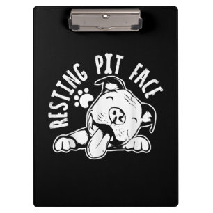 Resting Pit Face  Funny Dog Pitbull Meme Clipboard