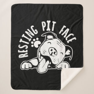 Resting Pit Face  Funny Dog Pitbull Meme Clothing Sherpa Blanket