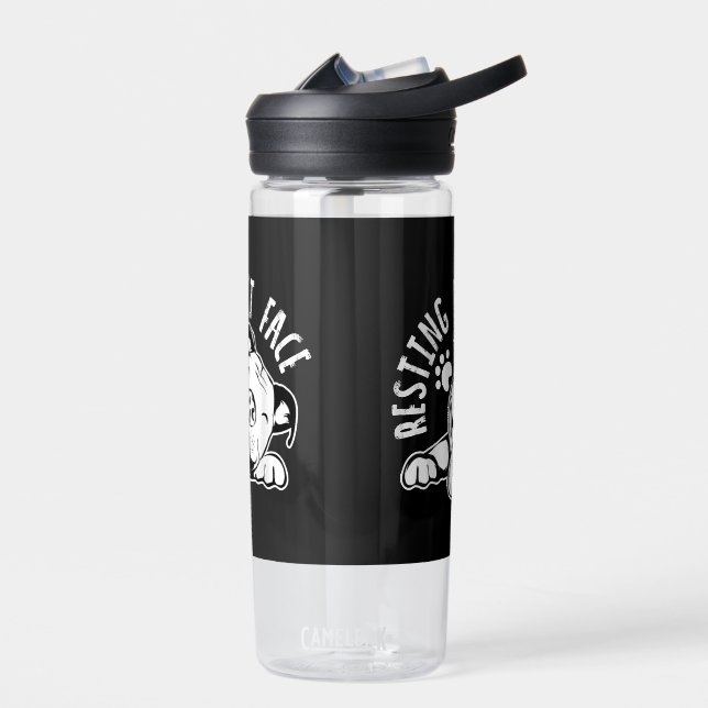 Resting Pit Face  Funny Dog Pitbull Meme Clothing Water Bottle (Left)