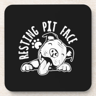 Resting Pit Face Funny Dog Pitbull Meme Coaster