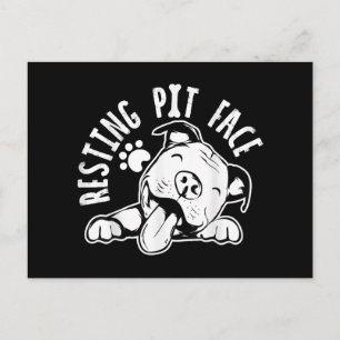 Resting Pit Face Funny Dog Pitbull Meme Holiday Postcard