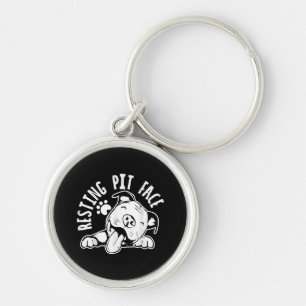 Resting Pit Face Funny Dog Pitbull Meme Keychain