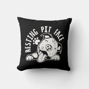 Resting Pit Face Funny Dog Pitbull Meme Throw Pillow