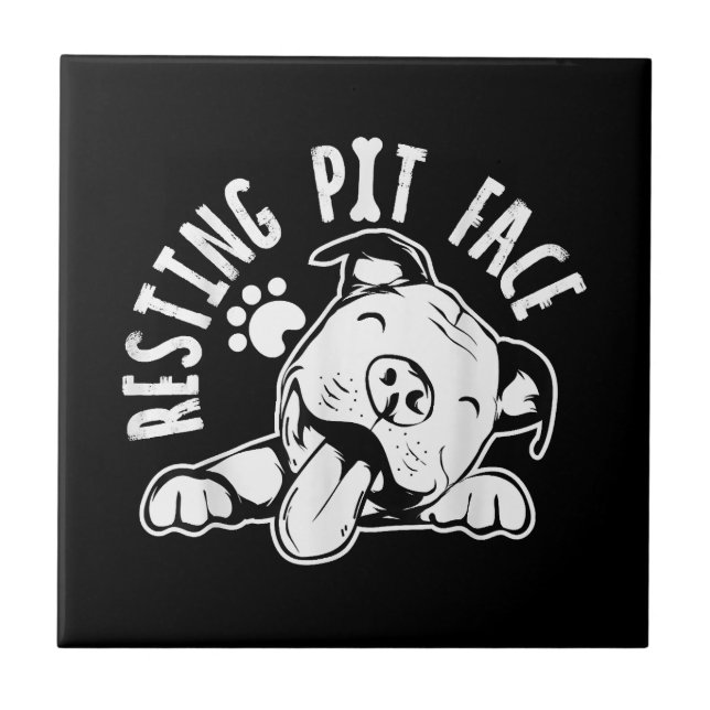 Resting Pit Face  Funny Dog Pitbull Meme Tile (Front)