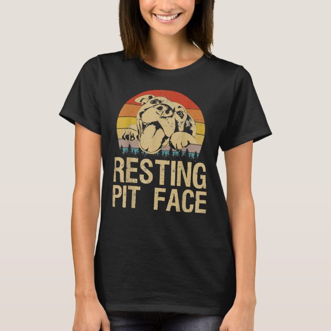 Resting Pit Face Funny Pitbull Lovers T-Shirt (Front)