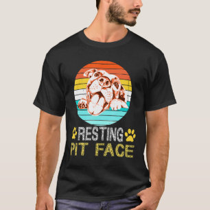 Resting Pit Face Funny Pitbull Retro Vintage Dogs T-Shirt