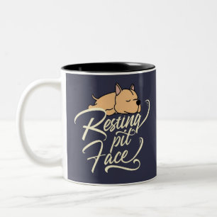 Resting Pit Face Pitbull Lovers Two-Tone Coffee Mug
