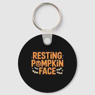 Resting Pumpkin Face Bold T Halloween Tee  Keychain