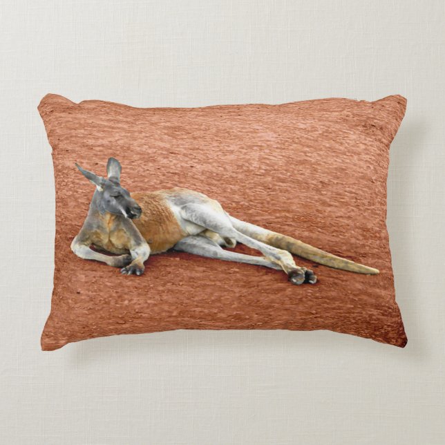 Resting Red Kangaroo Buck Decorative Pillow (Front)